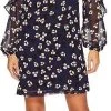 Cocktail Dresses Donna Morgan - D5513M Ruffle Long Sleeves Printed Chiffon Shift Dress