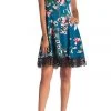 Donna Ricco - DR50916 Floral Printed Bateau Scuba A-line Dress Cocktail Dresses