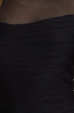 Cocktail Dresses Donna Ricco - Illusion Sleeve Textured Dress 8438320M - 1 Pc Black In Size 4 Available