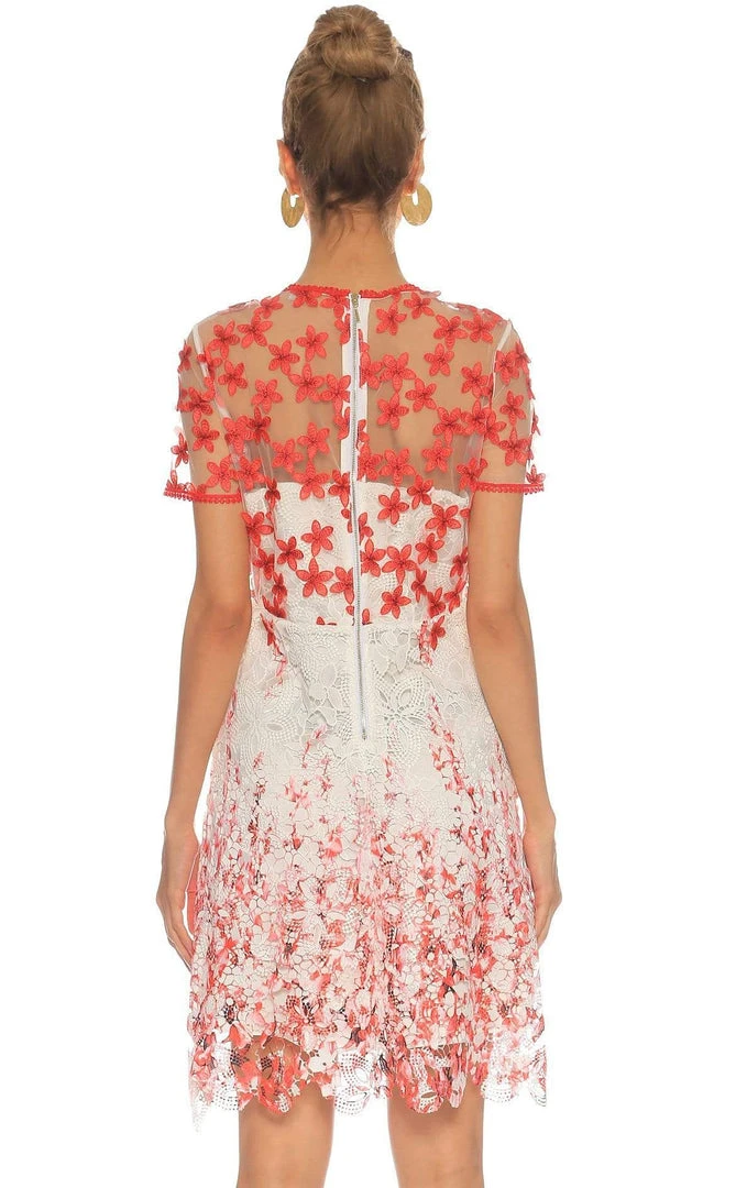 Elie Tahari - E40A9607 Floral Embroidered Illusion Jewel A-line Dress 5 Elie Tahari - E40A9607 Floral Embroidered Illusion Jewel A-line Dress