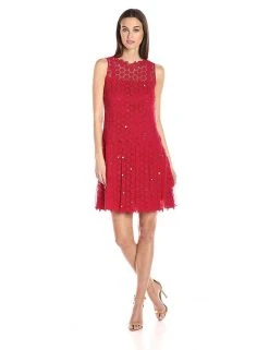 Cocktail Dresses Elie Tahari - E41VA607 Embellished Crochet A-line Dress