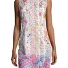 Cocktail Dresses Elie Tahari - E6033607 Multi-Print Jewel Neck Sheath Dress