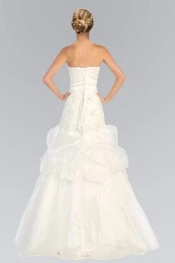 Elizabeth K Bridal - GL1032 Strapless Floral Appliqued Trumpet Wedding Gown