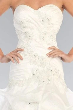 Elizabeth K Bridal - GL1032 Strapless Floral Appliqued Trumpet Wedding Gown 9 Elizabeth K Bridal - GL1032 Strapless Floral Appliqued Trumpet Wedding Gown