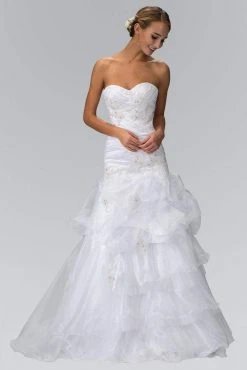 Elizabeth K Bridal - GL1032 Strapless Floral Appliqued Trumpet Wedding Gown 11 Elizabeth K Bridal - GL1032 Strapless Floral Appliqued Trumpet Wedding Gown