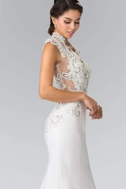 Elizabeth K Bridal - GL2326 Beaded Queen Anne Jersey Sheath Wedding Dress Formal Gowns 7 Elizabeth K Bridal - GL2326 Beaded Queen Anne Jersey Sheath Wedding Dress Formal Gowns