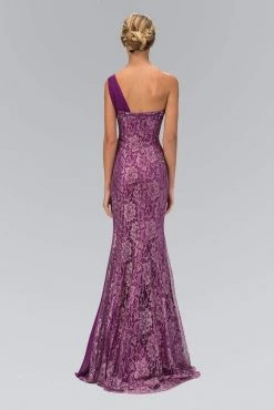 Elizabeth K - GL1000 One Shoulder Lace Dress With Chiffon Overlay Formal Gowns 18 Elizabeth K - GL1000 One Shoulder Lace Dress With Chiffon Overlay Formal Gowns