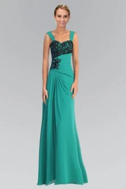 Formal Gowns Elizabeth K - GL1004 Lace Embellished Sweetheart Chiffon Dress