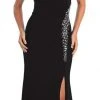 Elizabeth K - GL1009 One Shoulder Long Dress With Slit 2 Elizabeth K - GL1009 One Shoulder Long Dress With Slit