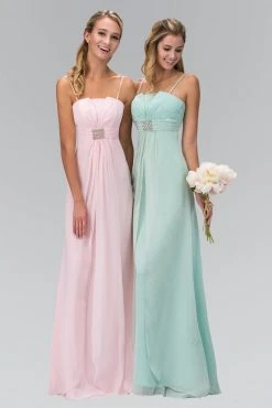 Formal Gowns Elizabeth K - GL1020 Jewel Accented Fan Bustline Chiffon Dress