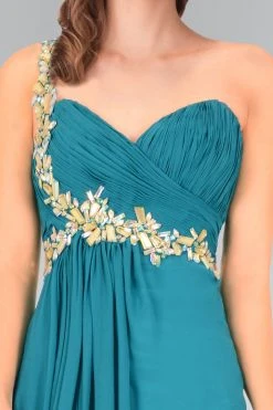 Formal Gowns Elizabeth K - GL1030 Jeweled Ruched Sweetheart Chiffon Dress