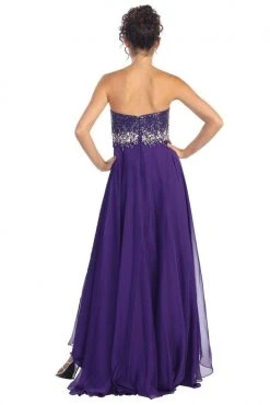 Elizabeth K - GL1060 Sequined Strapless Chiffon High-Low Gown Formal Gowns 9 Elizabeth K - GL1060 Sequined Strapless Chiffon High-Low Gown Formal Gowns
