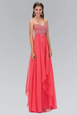 Formal Gowns Elizabeth K - GL1061 Medallion Accented Sweetheart Chiffon Gown