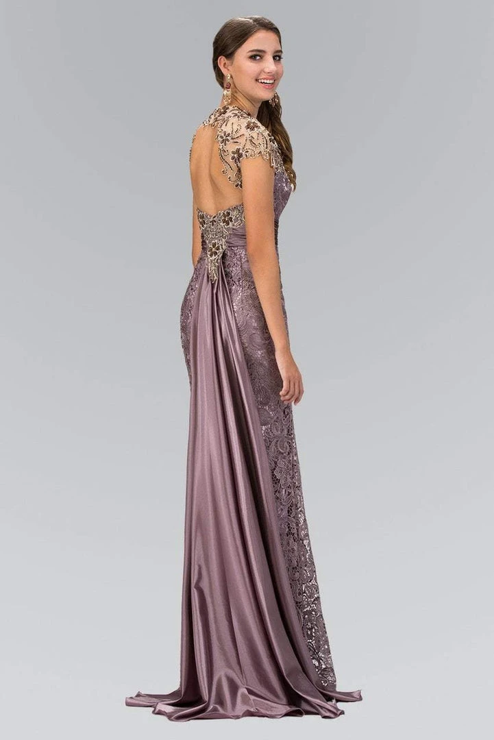 Elizabeth K - GL1065 Bead Embellished Lace Sheath Dress Formal Gowns 5 Elizabeth K - GL1065 Bead Embellished Lace Sheath Dress Formal Gowns