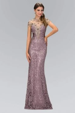 Elizabeth K - GL1065 Bead Embellished Lace Sheath Dress Formal Gowns 6 Elizabeth K - GL1065 Bead Embellished Lace Sheath Dress Formal Gowns