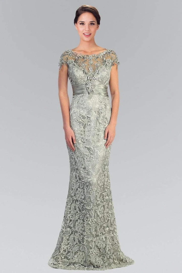Elizabeth K - GL1065 Bead Embellished Lace Sheath Dress Formal Gowns 3 Elizabeth K - GL1065 Bead Embellished Lace Sheath Dress Formal Gowns