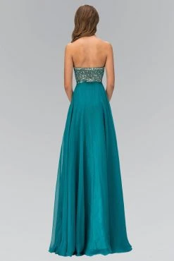 Elizabeth K - GL1075 Lavish Jeweled Strapless Chiffon Gown Formal Gowns