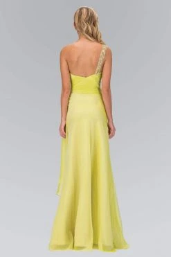 Formal Gowns Elizabeth K - GL1083 One Shoulder Jewel Embellished Chiffon Gown
