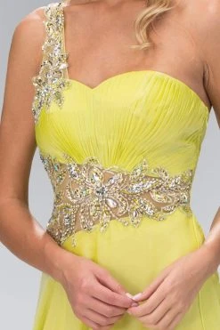 Formal Gowns Elizabeth K - GL1083 One Shoulder Jewel Embellished Chiffon Gown