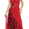 Formal Gowns Elizabeth K - GL1086 Laced One Shoulder Strap Chiffon Dress
