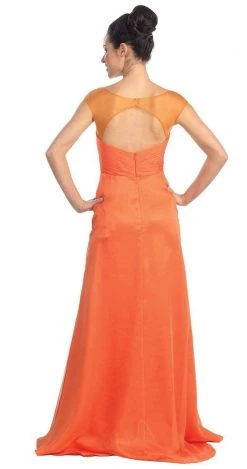 Elizabeth K - GL1088 Bejeweled Cap Sleeve Illusion Bateau Dress Formal Gowns