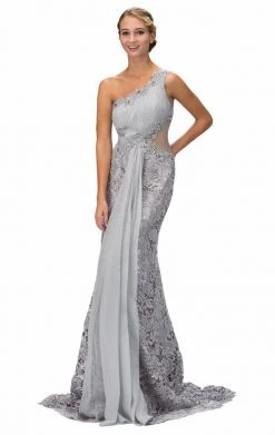 Formal Gowns Elizabeth K - GL1090 One Shoulder Floral Long Dress