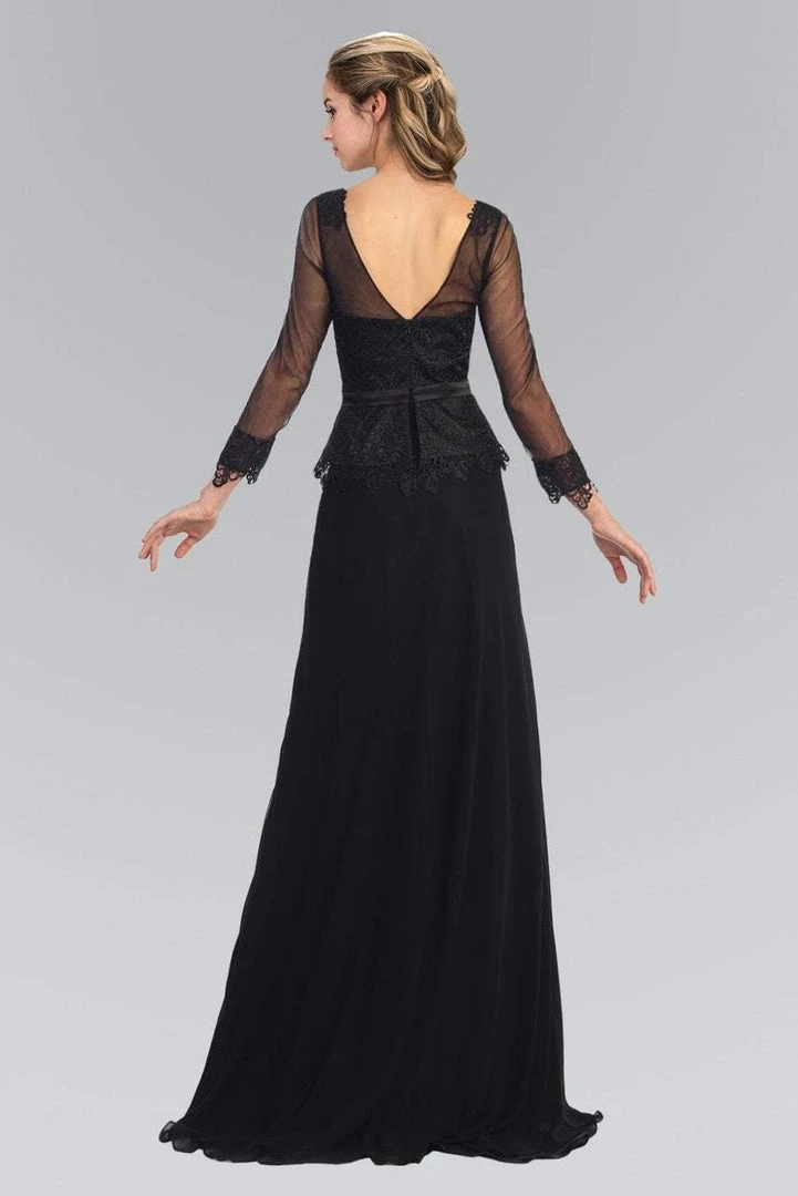 Elizabeth K - GL1097 Quarter Sleeve Applique Chiffon Gown Formal Gowns 5 Elizabeth K - GL1097 Quarter Sleeve Applique Chiffon Gown Formal Gowns