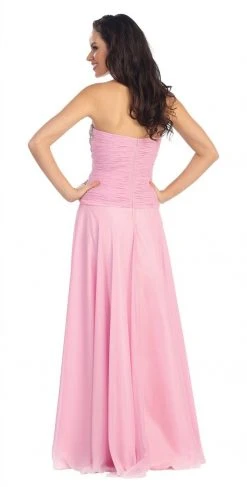Elizabeth K - GL1114 Beaded And Ruched Sweetheart Chiffon Dress