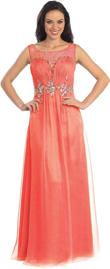 Formal Gowns Elizabeth K - GL1131 Bateau Illusion Bejeweled Chiffon Gown 5 Formal Gowns Elizabeth K - GL1131 Bateau Illusion Bejeweled Chiffon Gown