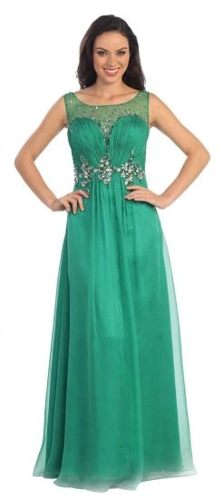 Formal Gowns Elizabeth K - GL1131 Bateau Illusion Bejeweled Chiffon Gown