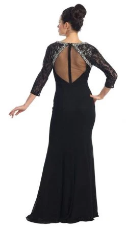 Elizabeth K - GL1133 Quarter Length Sleeve Jeweled V-Neck Dress Formal Gowns 7 Elizabeth K - GL1133 Quarter Length Sleeve Jeweled V-Neck Dress Formal Gowns