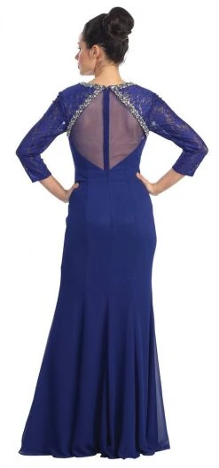 Elizabeth K - GL1133 Quarter Length Sleeve Jeweled V-Neck Dress Formal Gowns 9 Elizabeth K - GL1133 Quarter Length Sleeve Jeweled V-Neck Dress Formal Gowns