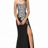 Formal Gowns Elizabeth K - GL1144 Strapless Floral Long Dress With Slit 1 Formal Gowns Elizabeth K - GL1144 Strapless Floral Long Dress With Slit