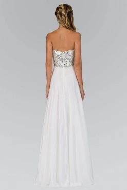 Elizabeth K - GL1149 Jeweled Strapless Chiffon A-Line Gown