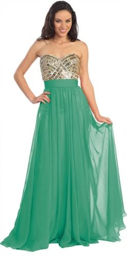Elizabeth K - GL1153 Strapless Sequined Long Dress Formal Gowns