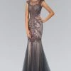 Formal Gowns Elizabeth K - GL1309 Embroidered Illusion Bateau Neck Trumpet Gown