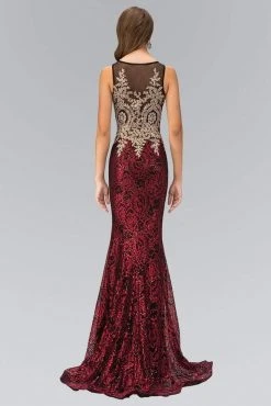 Elizabeth K - GL1319 Embellished Illusion Bateau Neck Gown