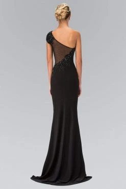 Elizabeth K - GL1326 Beaded One Shoulder Jersey Long Dress