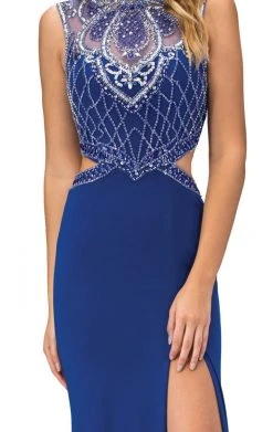 Formal Gowns Elizabeth K - GL1328 Embellished Illusion Jewel Sheath Dress