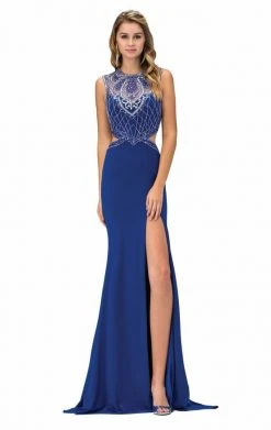 Formal Gowns Elizabeth K - GL1328 Embellished Illusion Jewel Sheath Dress