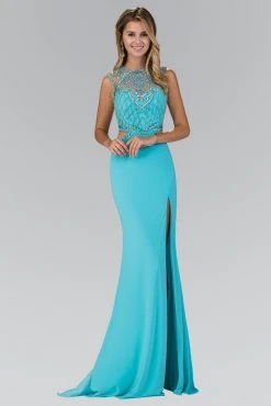 Formal Gowns Elizabeth K - GL1328 Embellished Illusion Jewel Sheath Dress