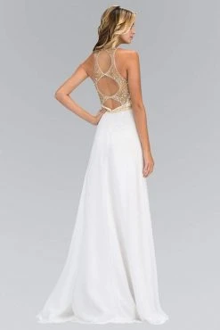 Elizabeth K - GL1329 Gilt Beaded Illusion A-Line Gown