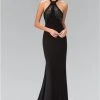 Formal Gowns Elizabeth K - GL1330 Halter Neckline Beaded Black Gown 2 Formal Gowns Elizabeth K - GL1330 Halter Neckline Beaded Black Gown