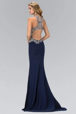 Prom Dresses Elizabeth K - GL1331 Beaded Illusion Neck Jersey Gown