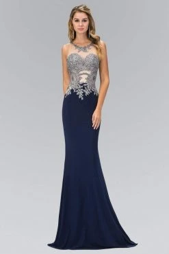 Prom Dresses Elizabeth K - GL1331 Beaded Illusion Neck Jersey Gown