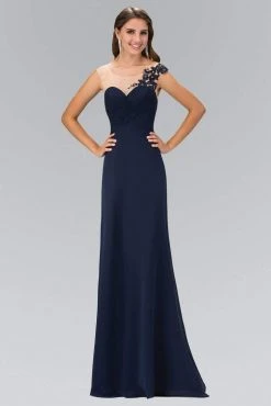 Formal Gowns Elizabeth K - GL1332 Pleated Illusion Scoop Neck Floral Laced Dress 8 Formal Gowns Elizabeth K - GL1332 Pleated Illusion Scoop Neck Floral Laced Dress