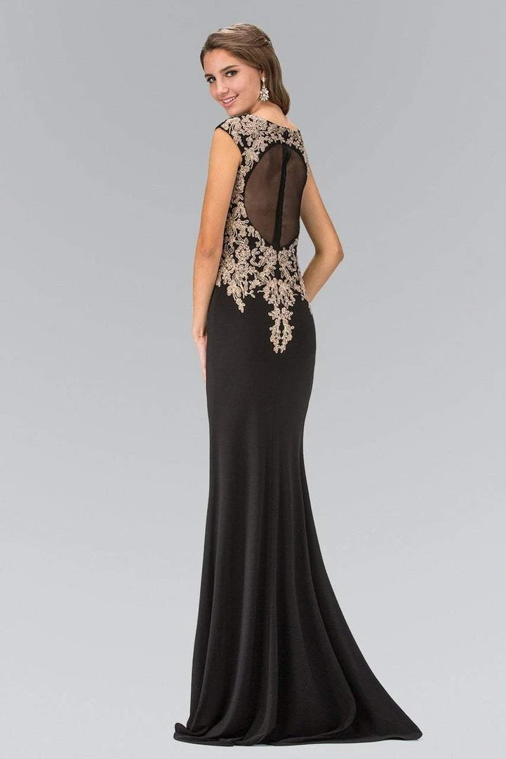 Elizabeth K - GL1333 Embellished V-Neck Jersey Long Gown Formal Gowns 4 Elizabeth K - GL1333 Embellished V-Neck Jersey Long Gown Formal Gowns
