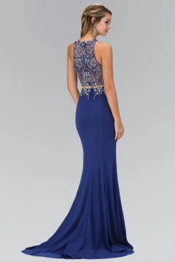 Formal Gowns Elizabeth K - GL1338 Two-Piece Florid Illusion Sheath Gown