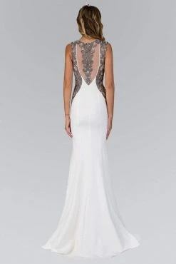 Elizabeth K - GL1347 Beaded Lace Applique Sweetheart Jersey Gown Formal Gowns