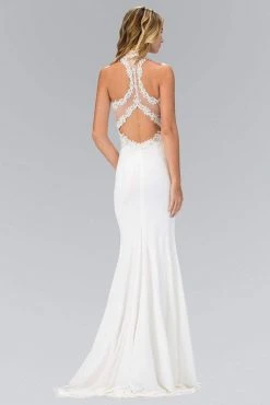 Elizabeth K - GL1356 Lace Illusion Cutout Sheath Gown